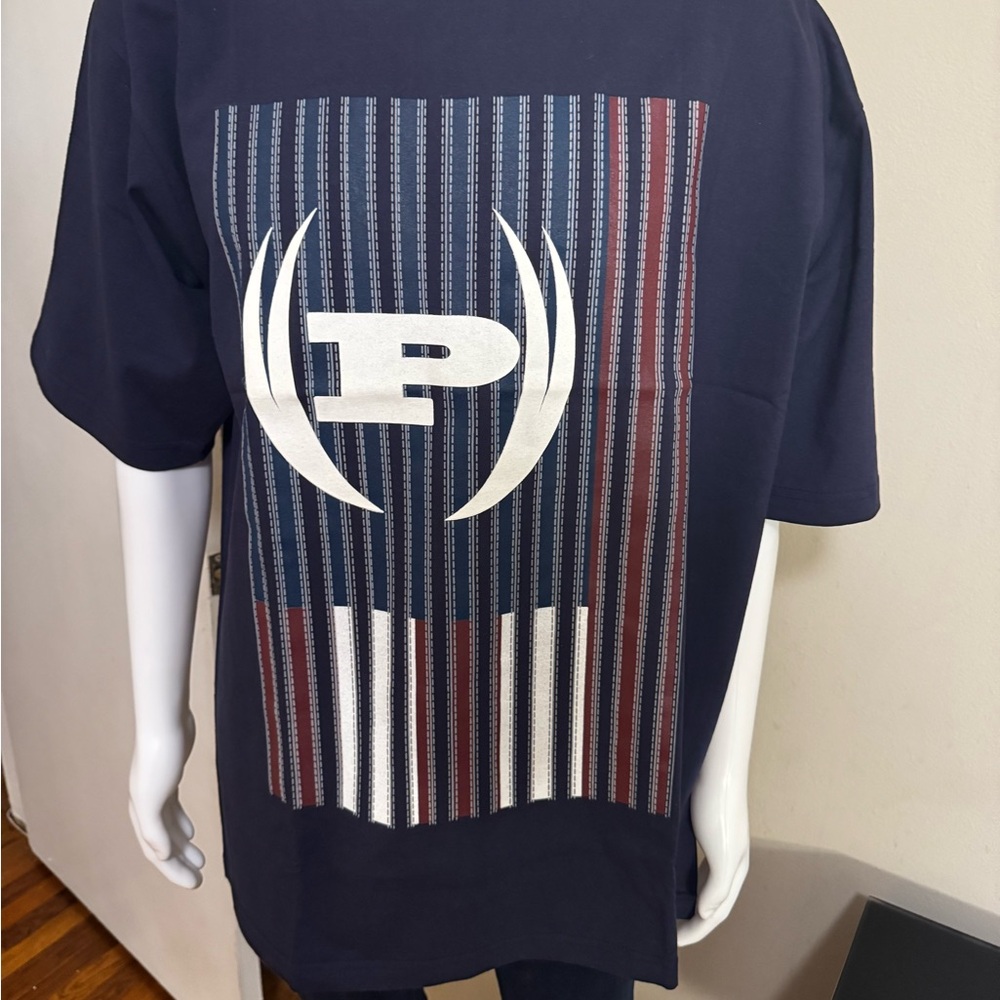 Phat Farm Blue and White Short Sleeve Tee